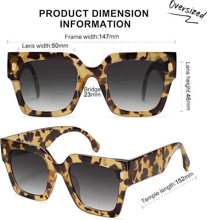 SOJOS Vintage Oversized Square Sunglasses for Women,Retro Womens Luxury Big Large Sun Glasses UV400 SJ2194