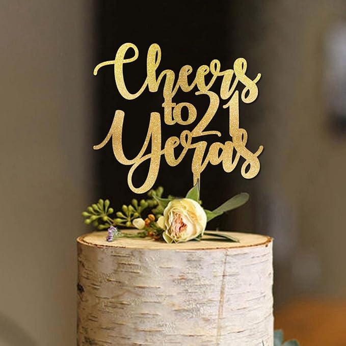 21th Happy Birthday Cake Topper Happy Birthday Cake Decoration Personalized Birthday Party Decoration Gift Party Supplies Custom Birthday Gifts for Men Women, Made in USA, 30 Colours, Glitter Letters