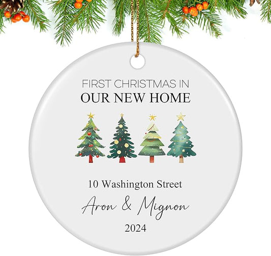 Custom Ceramic Christmas Ornaments with Photo Text - Personalized New Home Christmas Hanging Decorations Decorations
