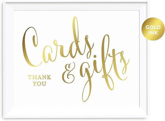 Andaz Press Wedding Party Signs, Metallic Gold Ink Print, 8.5-inch x 11-inch, Cards and Gifts Thank You, 1-Pack, Birthday Baby Bridal Shower, Baptism, Graduation, Unframed