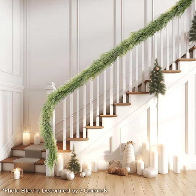 WBHome Real Touch Chamaecyparis pisifera Garland for Christmas Holiday Seasonal Outdoor/Indoor Home Decor, 6FT Long