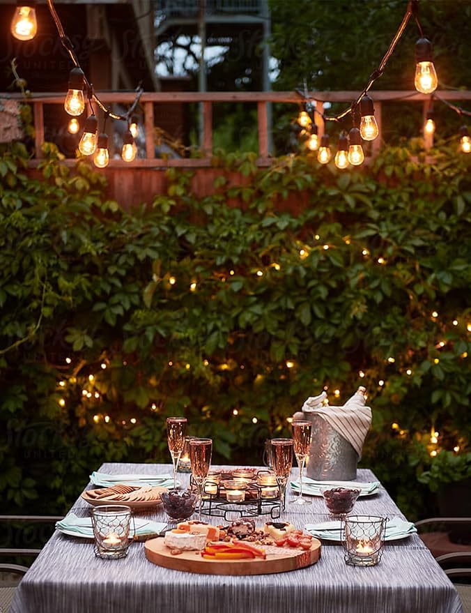 Svater Outdoor String Lights Led 105FT, Commercial Grade Patio Light with 1W Dimmable S14 Shatterproof Bulbs, ETL Listed Heavy-Duty Outside Waterproof Cafe Bistro Market Lighting Warm White