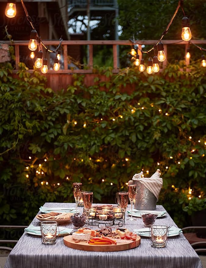 Svater Outdoor String Lights 200 FT, E26 Socket, 64pc S14 Shatterpoof Bulbs, 1 Watt Dimmable 2700K Warm White, IP65 Waterproof Commercial Grade Patio Light (4 Pack X 50FT)