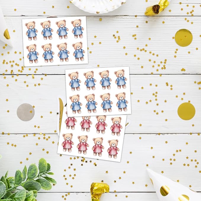 LNOKRIM Gender Reveal Party Games, Teddy Theme Baby Gender Reveal Voting Board Sign, 48 Boy Girl Voting Stickers, He or She, Baby Gender Reveal Party Decorations Games for Boy or Girl Shower, Bear 04