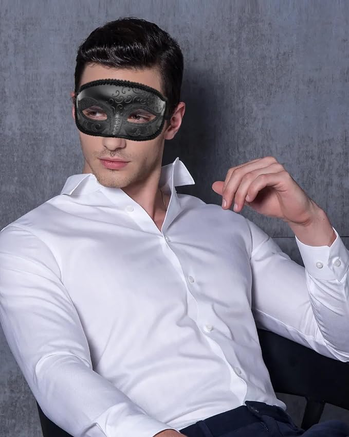 Couple Masquerade Mask Set - Venetian Style Masks for Halloween, Costume Parties and Carnival