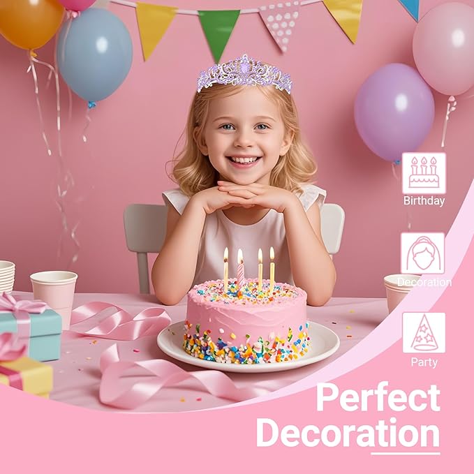 Tiara Crown for Women, Headband Hair Accessories for Birthday Wedding Party Costume Purple