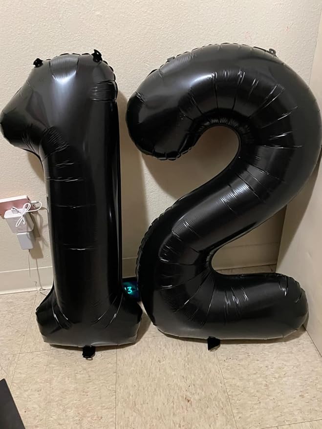 Smlpuame 40 inch Number Balloon 0-9 Black Large Number 22 Balloons,Digital Balloons for Birthday Party Celebration Decorations Supplies, Helium Foil Number Balloons for Wedding Anniversary