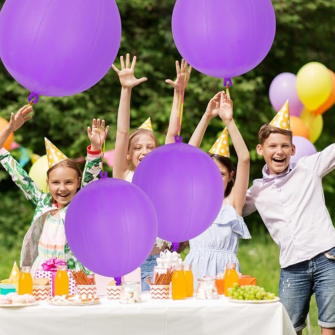 24 Pcs Purple Punch Balloons Bounce with Rubber Band Handle Punching Balloon Heavy Duty for Birthday party favors, Kids (Purple)