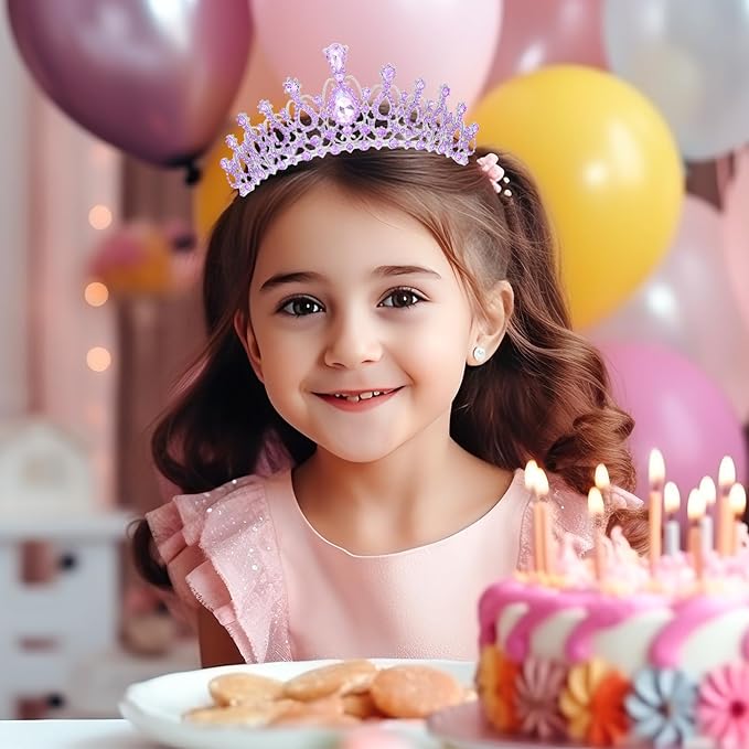 Schmoopy Tiara Crown for Women, Crystal Tiara for Bridal Prom Queen Birthday Birthday Party (B-Purple)