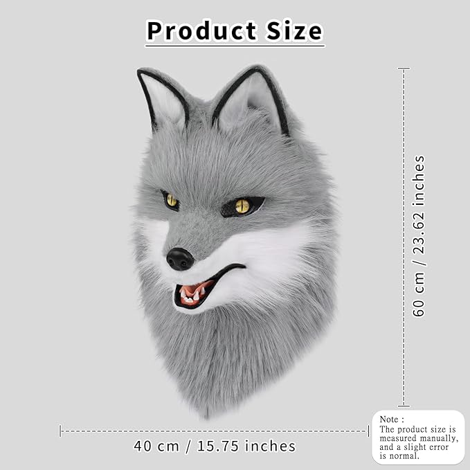 Animal Wolf Mask Cosplay Costume Accessories Furry Faux Fur Dog Fox Full Head Therian Masks Anime Dress up Party