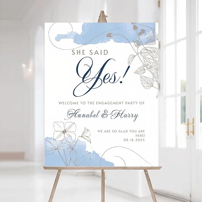 Navy Blue and Dusty Rose Engage Yard Sign, Engagement Party Banner, Wedding Welcome Sign #1