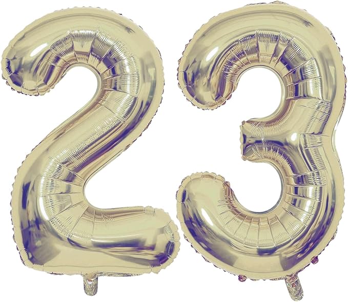 Champagne Gold 23 Number Balloons, 40 Inch Giant Number 23 Balloons Foil Mylar Helium Light Gold Number Balloons for 23th Birthday Party Supplies Anniversary Event Celebration Decorations