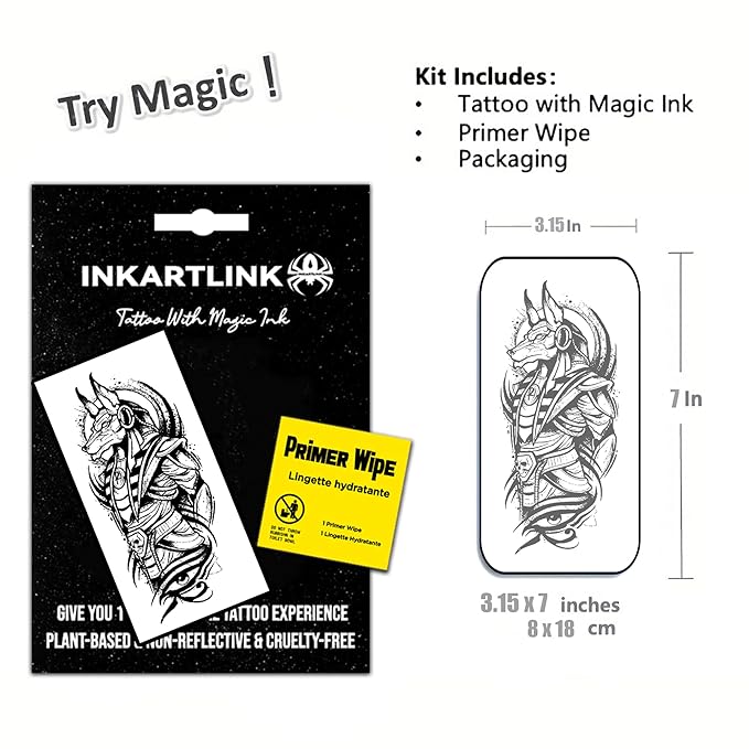 INKARTLINK Temporary Tattoo, 15-day tattoo, suitable for men's arm tattoo, waterproof and non-reflective, unique design (Wolf Dog)