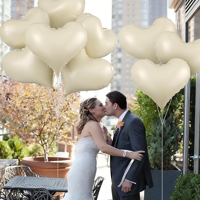 Cream White Heart Balloons,24Inch Large White Heart Foil Balloons for Valentine's Day Birthday Wedding Baby Shower Anniversary Party Decorations