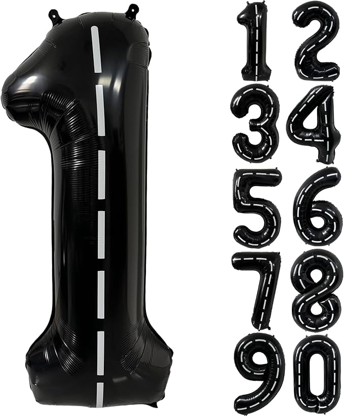 40 Inch Race Car Black Number Balloons Race Car Birthday Party Balloons Large Black Number 1 Balloons Boys 1st Birthday Party Race Car Theme Party Decorations Supplies（Digital 1）