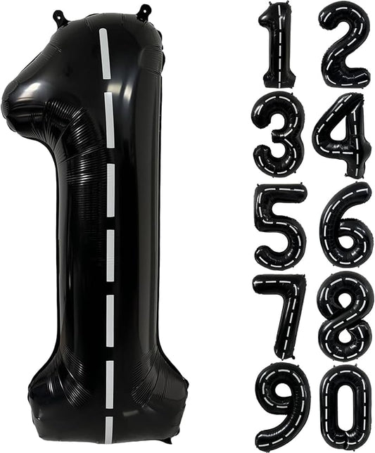 40 Inch Race Car Black Number Balloons Race Car Birthday Party Balloons Large Black Number 1 Balloons Boys 1st Birthday Party Race Car Theme Party Decorations Supplies（Digital 1）