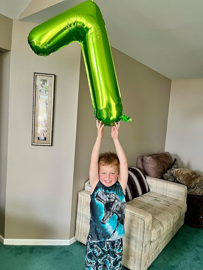 Smlpuame 40 inch Number Balloon 0-9 Green Large Number 7 Balloons,Digital Balloons for Birthday Party Celebration Decorations Supplies, Helium Foil Number Balloons for Wedding Anniversary