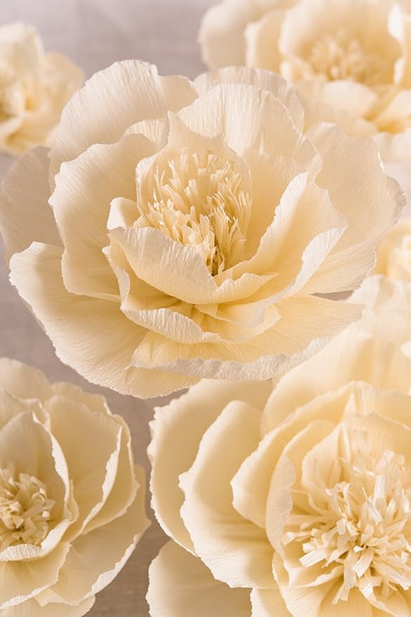 Crepe Paper Flowers Decoration for Wall, Flowers for Wedding Decor,Flower Backdrop Decor,Baby Shower,Birthday Party,Photo Backdrop,Archway Decor, Nursery Wall Decor(Beige,Set of 6)