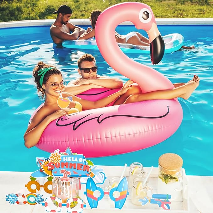 SUNBEAUTY 25 Pcs Beach Photo Booth Props Summer Party Decorations Beach Party Decorations Beach Decorations Pool,Hawaiian,Luau Photo Booth Props