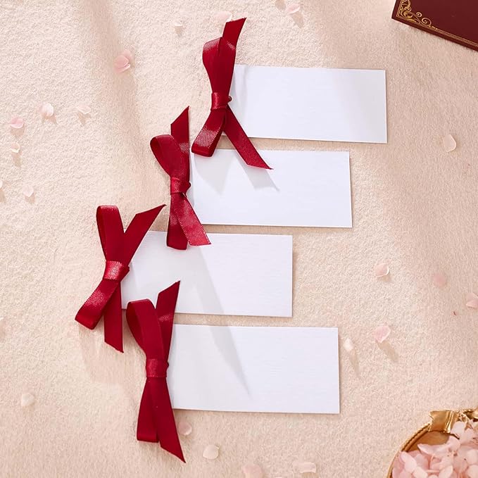60pcs Name Cards for Table Setting,1.77x 3.74inces Place Cards, Wedding Place Cards.Wedding Name Tags.Present Tags with String Attached.and Reserved Signs for Wedding Seating.(Wine Red)