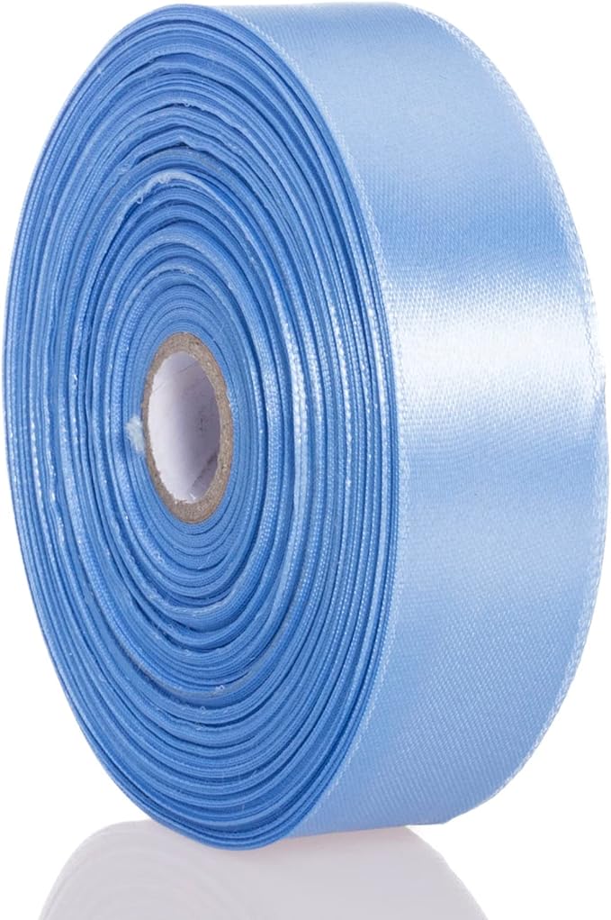 1 Inch Sky Blue Solid Satin Ribbon, 50 Yards Craft Fabric Ribbon for Gift Wrapping Floral Bouquets Wedding Party Decoration