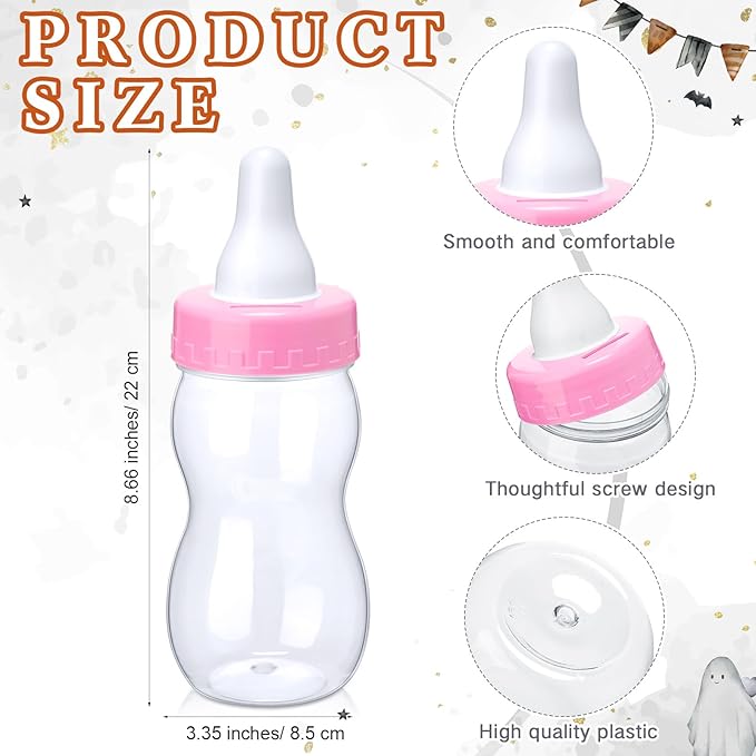 Roowest 512 Pcs Baby Shower Games Guess How Many Pacifiers Sign 100 Small Guessing Games 10 HB Pencils 750ml Milk Bottle 400 Acrylic Pacifiers Decoration for Guest Gender Reveal (Pink,Halloween)