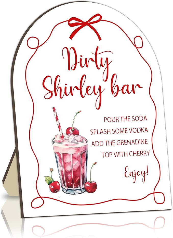 Red Bow Baby Shower Bar Signs, Baby Shower Welcome Wooden Sign, Bow Table Decor for Babies Party Reception, Entrance Greeting Stand Sign, Babies Parties Decorations Supply for Favor Setup 8x10 Inch