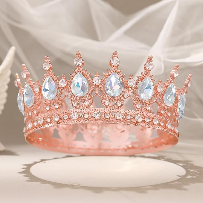 Gold Crown for Women Crystal Tiara and Queen Crown for Girl Wedding Headband for Bride Hair Accessories for Costume Birthday Party Cake Decoration Prom