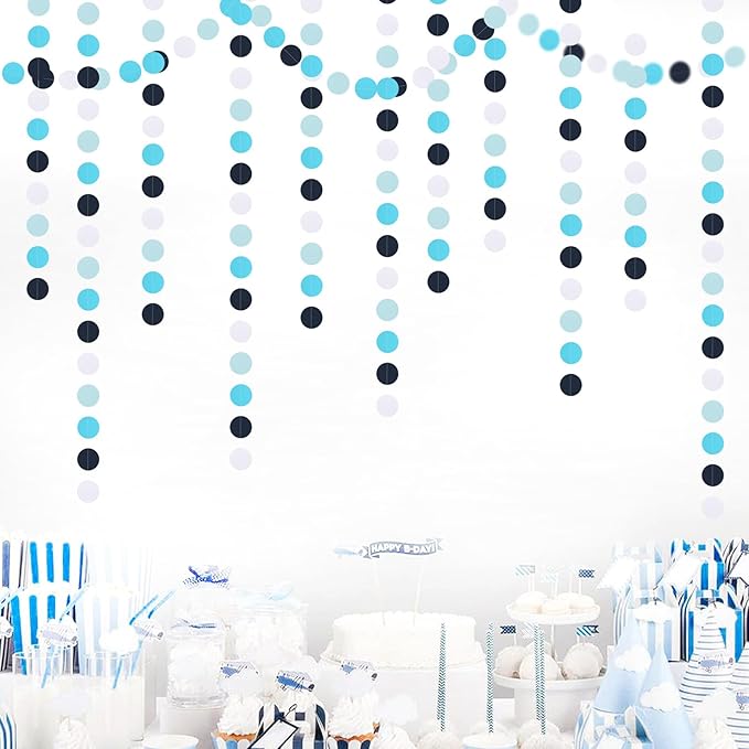 Light-Royal Navy-Blue White Party-Decorations Garland - 52ft Boy Birthday Hanging Paper Streamers Banner,Baby Shower Ocean Under The Sea Bridal Bachelorette Frozen Wedding Backdrop Decor Burgleda
