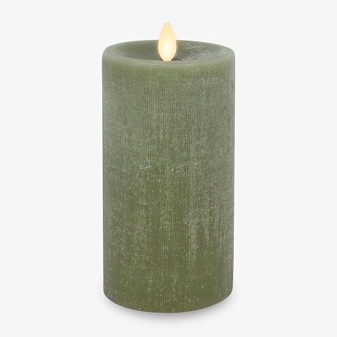 Luminara - Flameless LED Battery Operated Flickering Pillar Candles - Loden Green - Pack of 1-3x6.5 - Realistic Moving Flame Real Wax Indoor/Outdoor