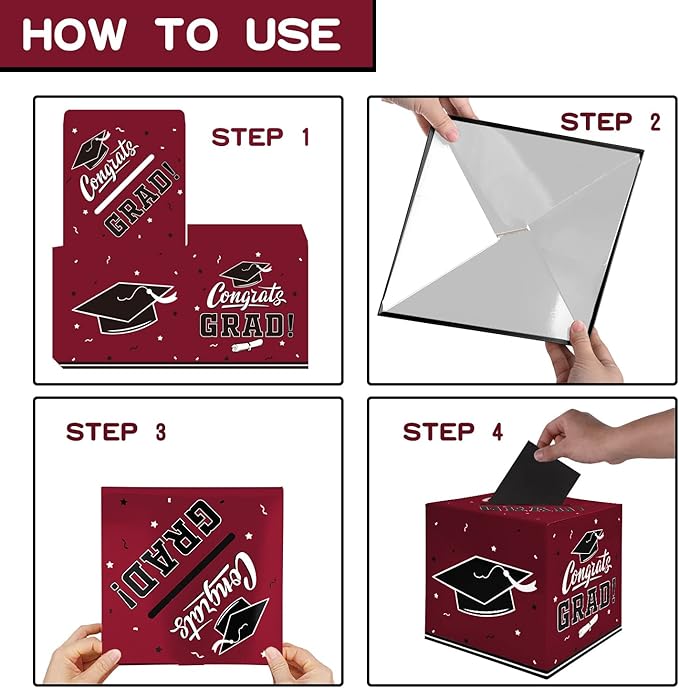 Gatherfun Graduation Party Favors Gift Decor Card Box Supplies Maroon