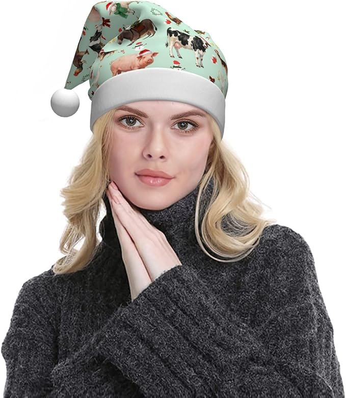 Christmas Santa Hat for Adults,Holiday Unisex Xmas Hat for New Year Party Headwear