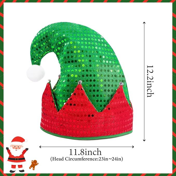 Elf Hat Felt Elf Hat with Jingle Bells Santa Hats Hat Great Holiday Party Costume New Year Gift Ideas and Accessory