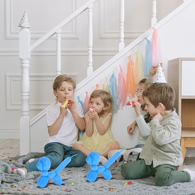 100pcs Blue Long Latex Balloons DIY Modeling Kit for Birthday Party Decorations Twistable Skinny Balloons for Wedding Valentine and Festive Photo Props