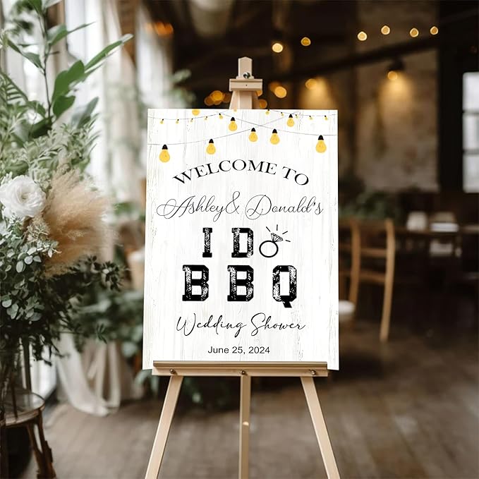 Personalized I Do BBQ Welcome Sign - Rustic Rehearsal Dinner & Couples Shower BBQ Sign