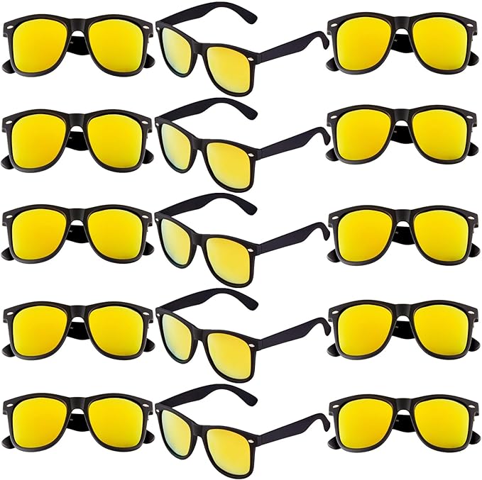 Fsmiling Black Sunglasses Bulk Adult Party Sunglasses 80s Glasses Shades for Men Women Party Favors-15Pack,UV Protection