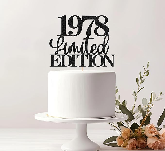 Limited EDITION 1978 Cake Topper - Black Glitter Happy 47th Birthday Party Cake Decoration Supplies, Cheer to 47 Years Cake Bunting Decor for 47th Birthday Party Photo Booth Props