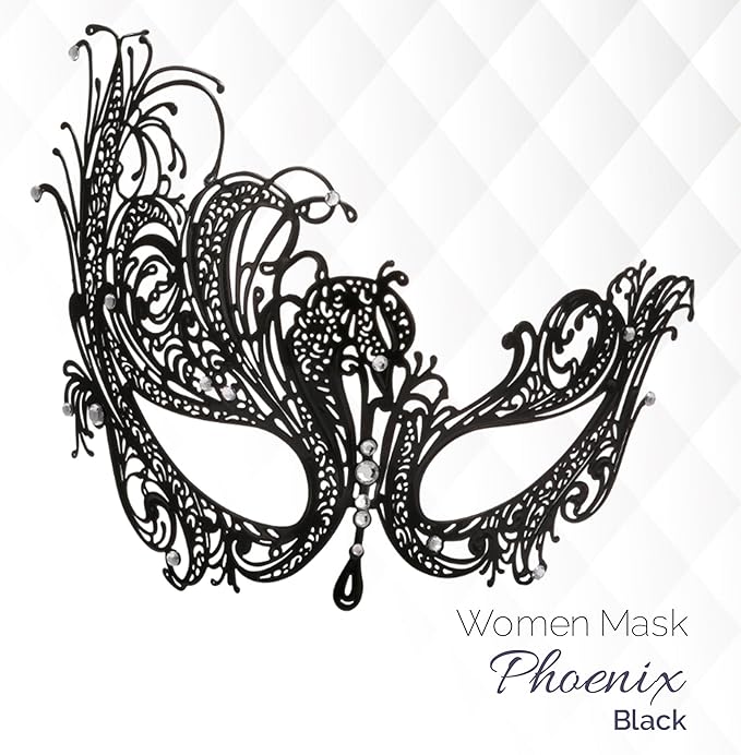 Masquerade Mask for Couples Women and Men - 3 Pack Venetian Gold and Black Lace, Mardi Gras Mask