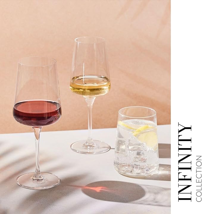 Krosno White and Sparkling Wine Glasses, 6 piece set, 13.52 oz, Infinity Collection, Elegant, Crystal Glass, Lead-free Glass, Dishwasher Safe, Made in Europe