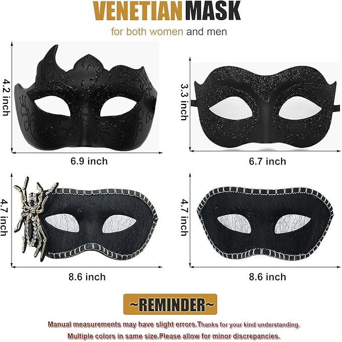 Couple Masquerade Mask for Women Men Shiny Venetian Mask Halloween Mask for Party Prom Ball Costume Lace Masks