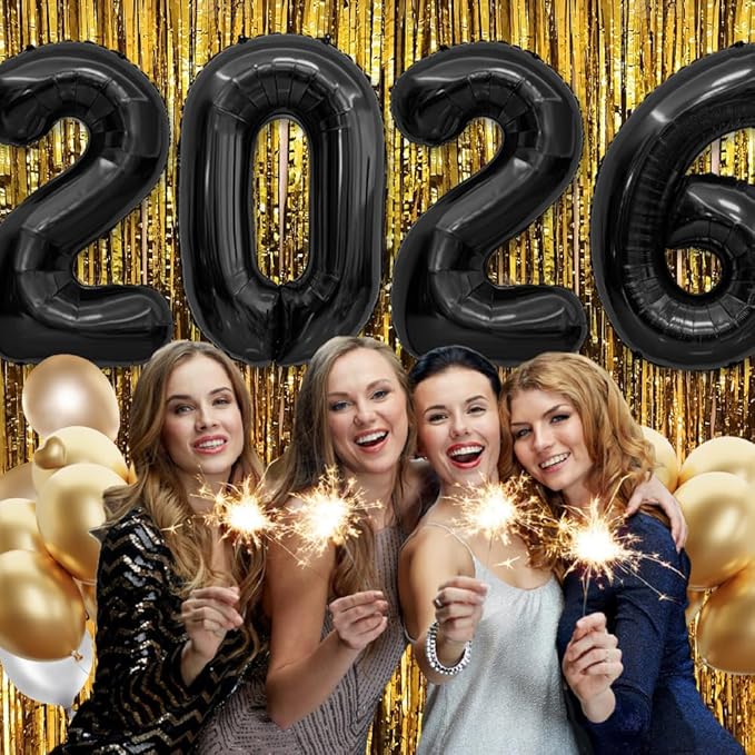 2026 Balloons, 40 Inch Foil Number Balloons, 2026 Balloon Numbers, Number Balloon for New Year Eve Festival Christmas Birthday Wedding Anniversary Party Supplies, New Years Decorations Black