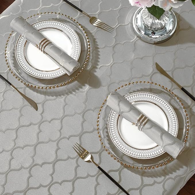 SASTYBALE Jacquard Tablecloth Flower Patterns Polyester Table Cloth Spill Proof Dust-Proof Wrinkle Resistant Table Cover for Kitchen Dining Tabletop Decoration (Grey, 20X20 Napkin)