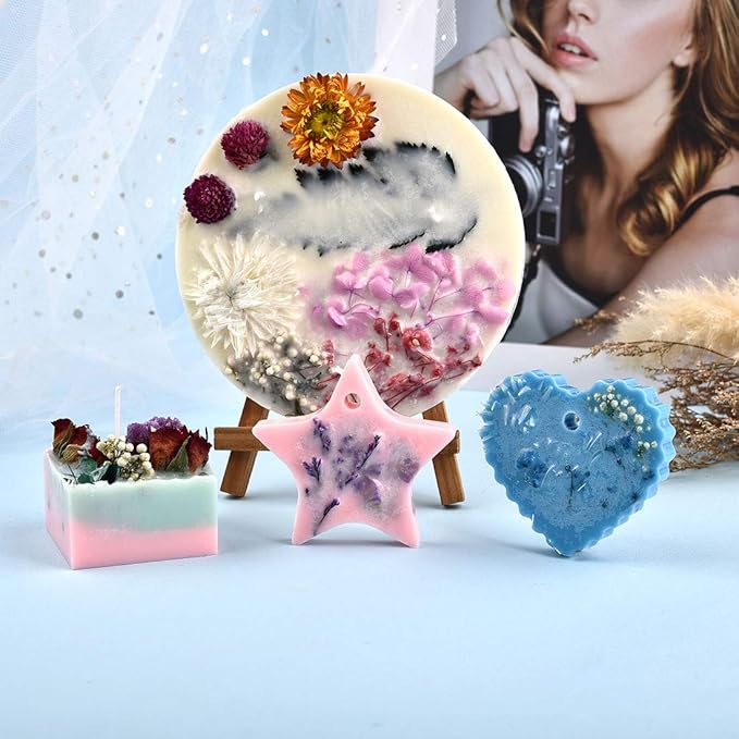 DALARAN 3 Pack Pressed Flowers for Candle Making DIY Dried Flowers Multiple Natural Pressed Flowers Colorful Decorative Dried Flowers