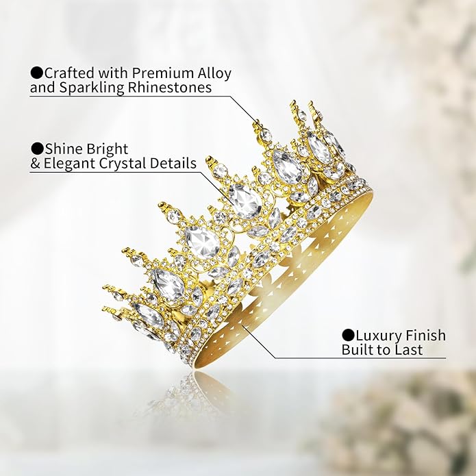 Crown for Women Crystal Rhinestone Wedding Tiara Queen Hair Accessories for Birthday Prom Pageant Princess Headband