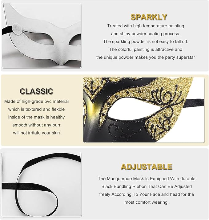 Couple Masquerade Masks for Women Men Venetian Masks for Halloween Carnival Costume Party Prom Ball