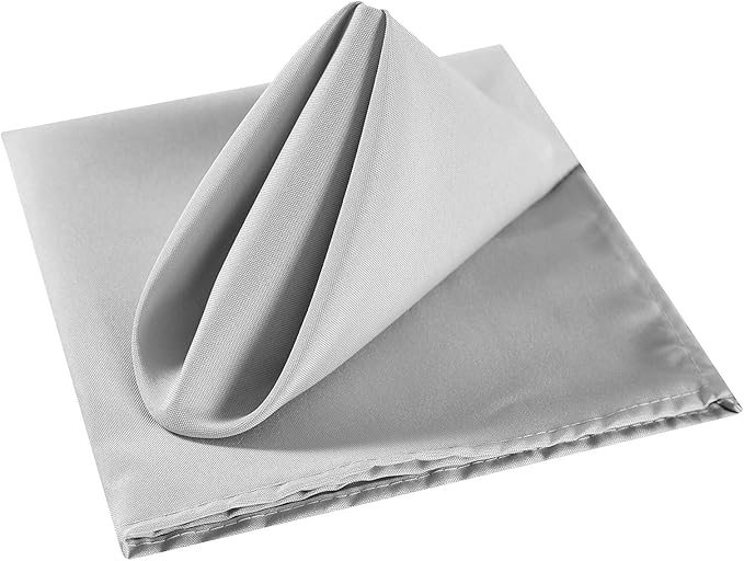 Cloth Napkins 17x17 inch Washable Polyester Dinner Napkins Soft Table Napkins for Wedding Party Dining Banquet(Silver,100PCS)