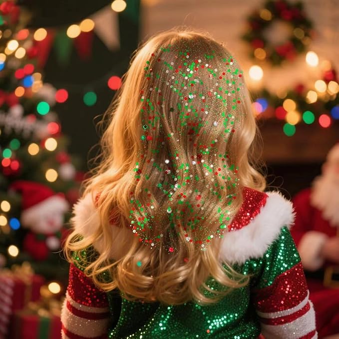 MEICOLY Red and Green Face Body Glitter Stick for Christmas,Sparkle Christmas Hair Glitter Makeup,Stocking Stuffers for Women and Kids,Chunky Face Glitter for Party Rave Festival