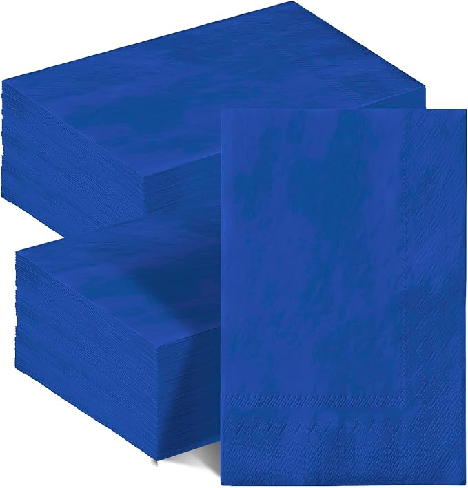 qiqee Klein Blue Paper Napkins 13 * 16inch Guest Paper Disposable Towels Napkin Paper Hand Towels for Wedding, Dinner, Birthday Party, Dessert Cocktail ＆ Kitchen Napkins（ 120 Count）