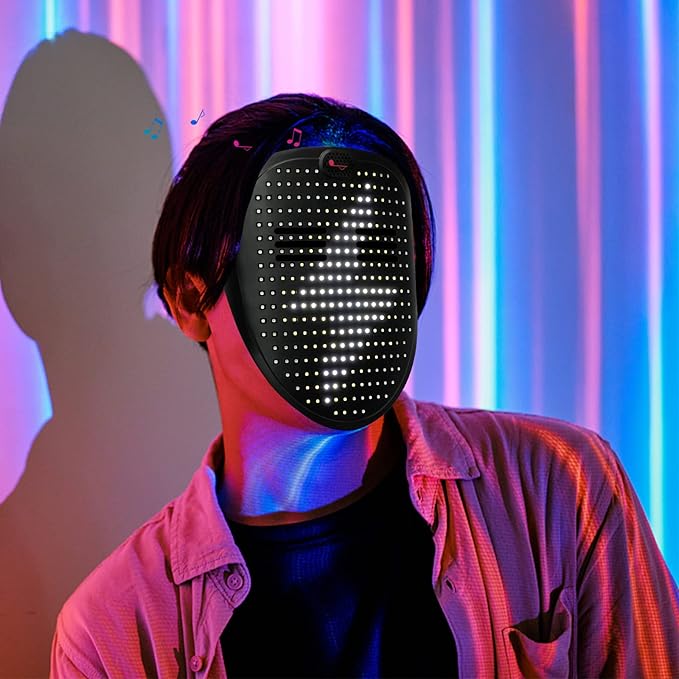 Led Mask with Gesture Sensing,Light up mask for Kids/Men/Women LED Halloween Mask for Costume Cosplay Party