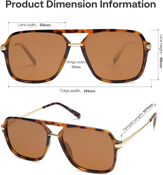 SOJOS Sunglasses for Women & Men, Square, Retro, Polarized Lens, Trendy Aviator, 90s Shades